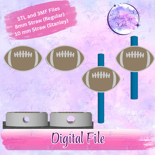 Football 8mm and 10mm STL and 3MF DIGITAL FILES For Straw Topper