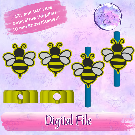 Bumblebee 8mm and 10mm STL and 3MF DIGITAL FILES For Straw Topper