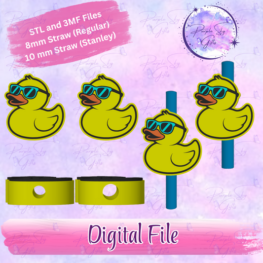 Cool Duck 8mm and 10mm STL and 3MF DIGITAL FILES For Straw Topper