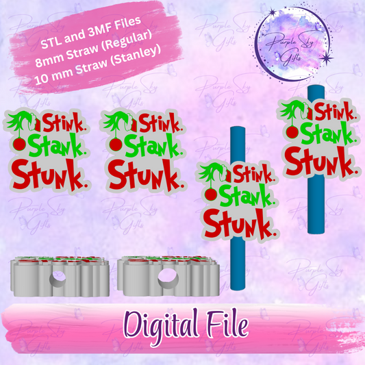 Stink Stank Stunk 8mm and 10mm STL and 3MF DIGITAL FILES For Straw Topper