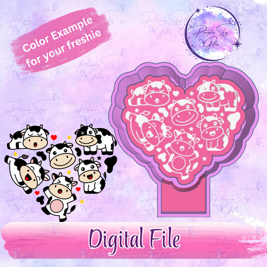Cute Cow Heart Freshie Mold Housing STL Digital File