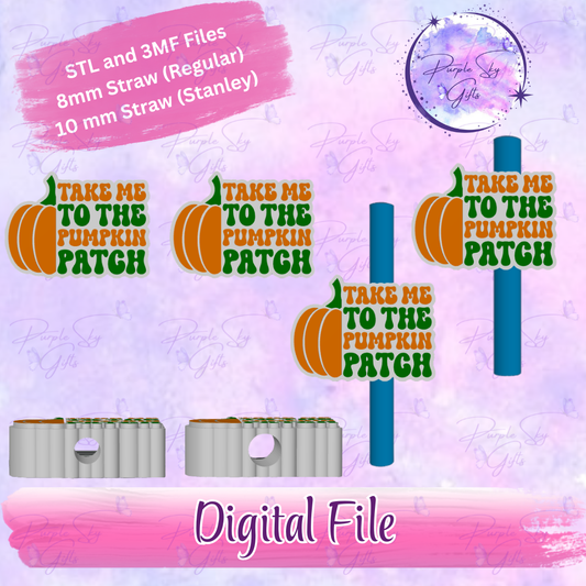 Take Me To The Pumpkin Patch 8mm and 10mm STL and 3MF DIGITAL FILES For Straw Topper