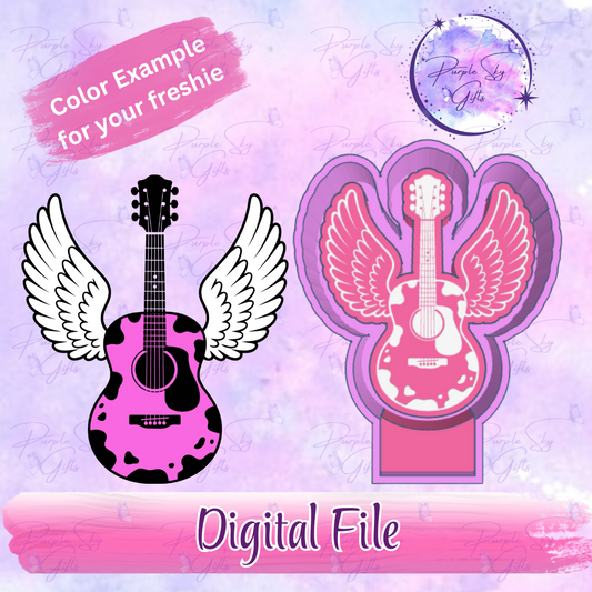Cow Print Winged Guitar Mold Housing STL Digital File