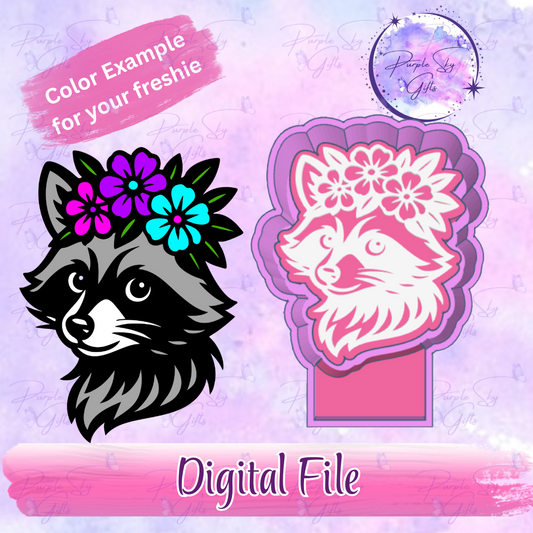 Floral Raccoon Freshie Mold Housing STL Digital File