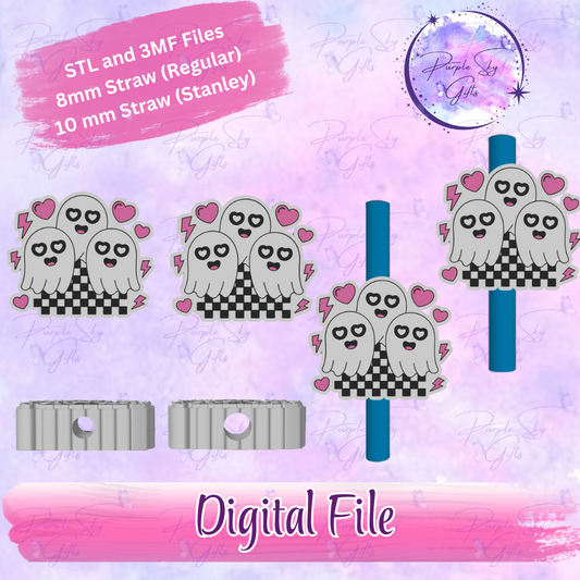 Cute Ghost Group 8mm and 10mm STL and 3MF DIGITAL FILES For Straw Topper