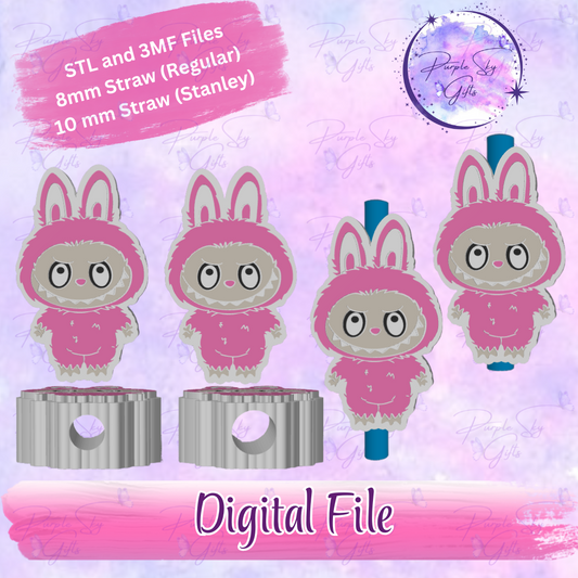 Furry Viral Monster 8mm and 10mm STL and 3MF DIGITAL FILES For Straw Topper