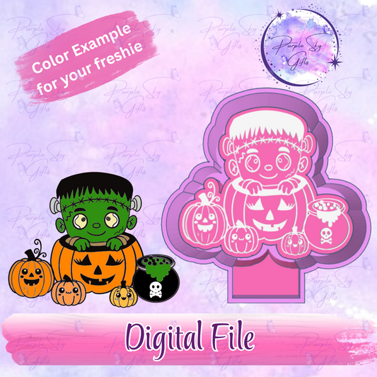 Pumpkin Patch Frankenstein Baby Frankie Freshie Mold Housing STL Digital File