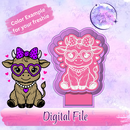 Highland Cow with Glasses Freshie Mold Housing STL Digital File