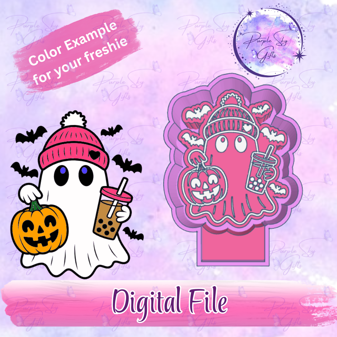 Bubble Tea Ghost With Beanie Freshie Mold Housing STL Digital File