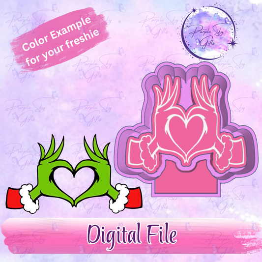 Green Guy Hand Heart Freshie Mold Housing STL Digital File