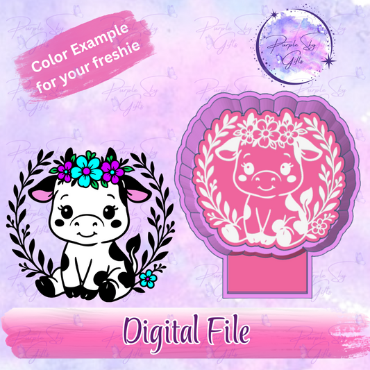 Floral Wreath Cow Freshie Mold Housing STL Digital File