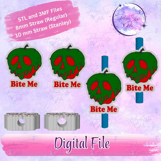 Bite Me Poison Apple 8mm and 10mm STL and 3MF DIGITAL FILES For Straw Topper