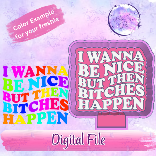 I Wanna Be Nice But Then Bitches Happen Freshie Mold Housing STL Digital File