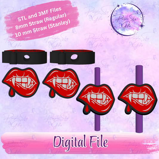 Bloody Vampire 8mm and 10mm STL and 3MF DIGITAL FILES For Straw Topper