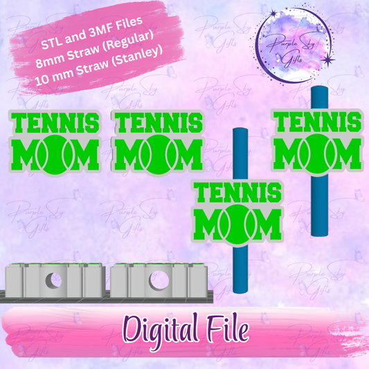 Tennis Ball Mom 8mm and 10mm STL and 3MF DIGITAL FILES For Straw Topper
