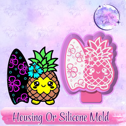 Surfing Pineapple Freshie Mold Housing or Silicone Mold