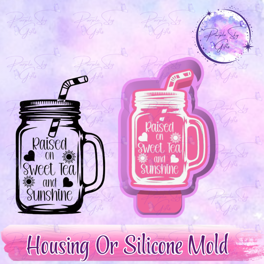 Raised On Sweet Tea and Sunshine Mason Jar Freshie Mold Housing or Silicone Mold