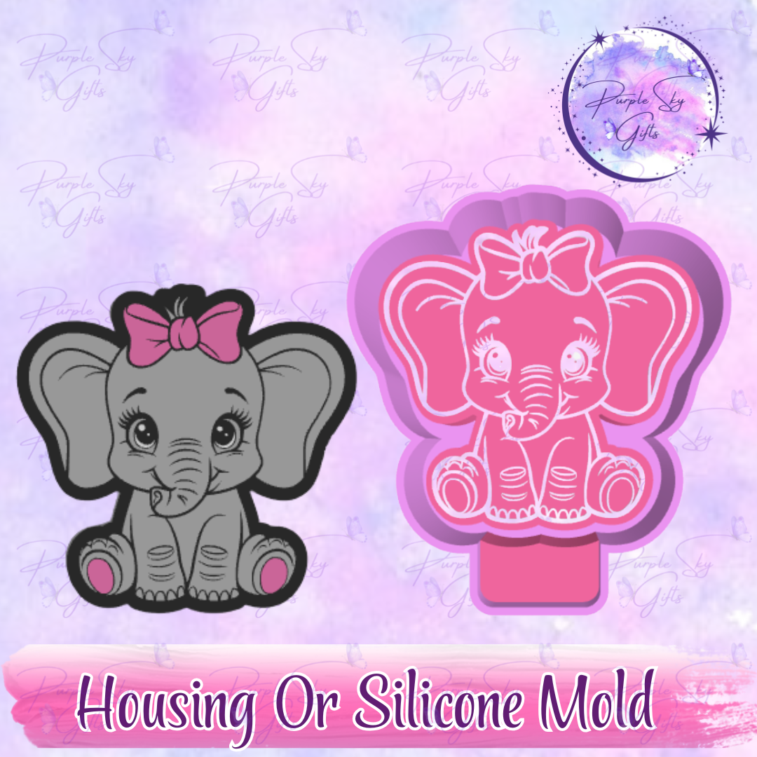 Baby Girl Elephant Freshie Mold Housing or Silicone Mold