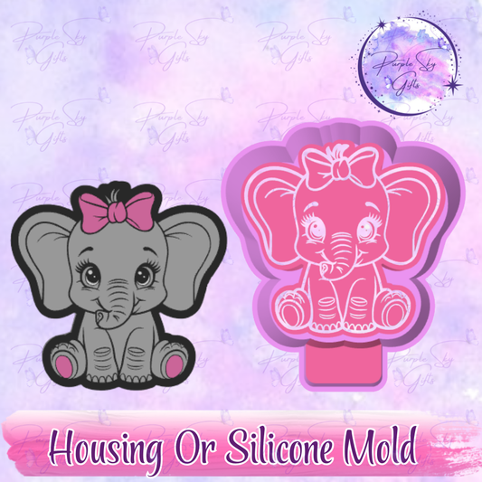 Baby Girl Elephant Freshie Mold Housing or Silicone Mold
