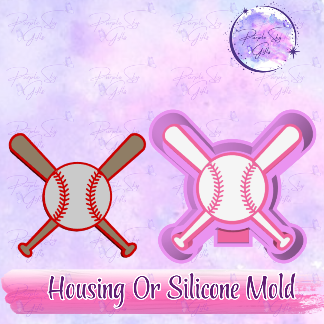 Baseball and Two Bats Freshie Mold Housing or Silicone Mold