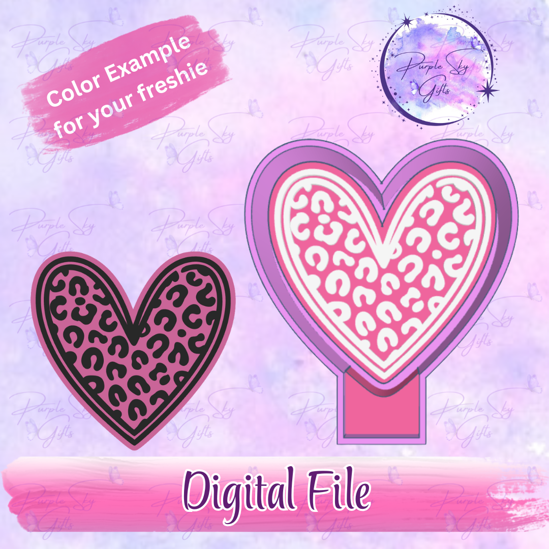 Leopard Print Heart Freshie Mold Housing STL Digital File
