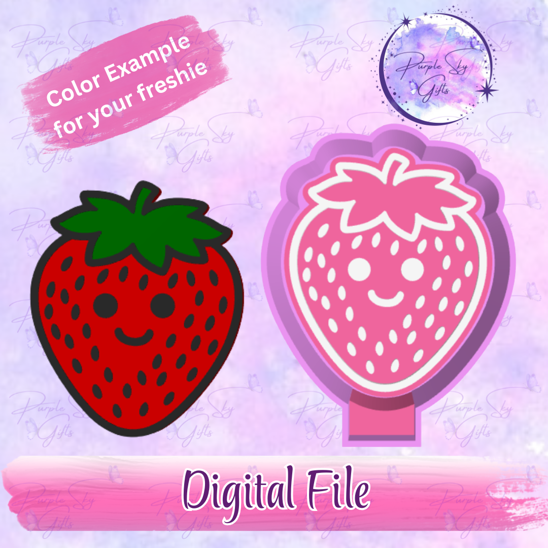 Kawaii Strawberry Freshie Mold Housing STL Digital File