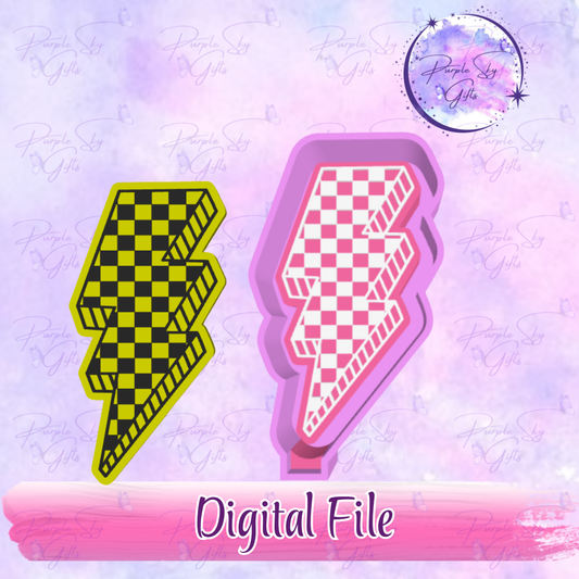Checkered Print Lightening Bolt Freshie Mold Housing STL Digital File