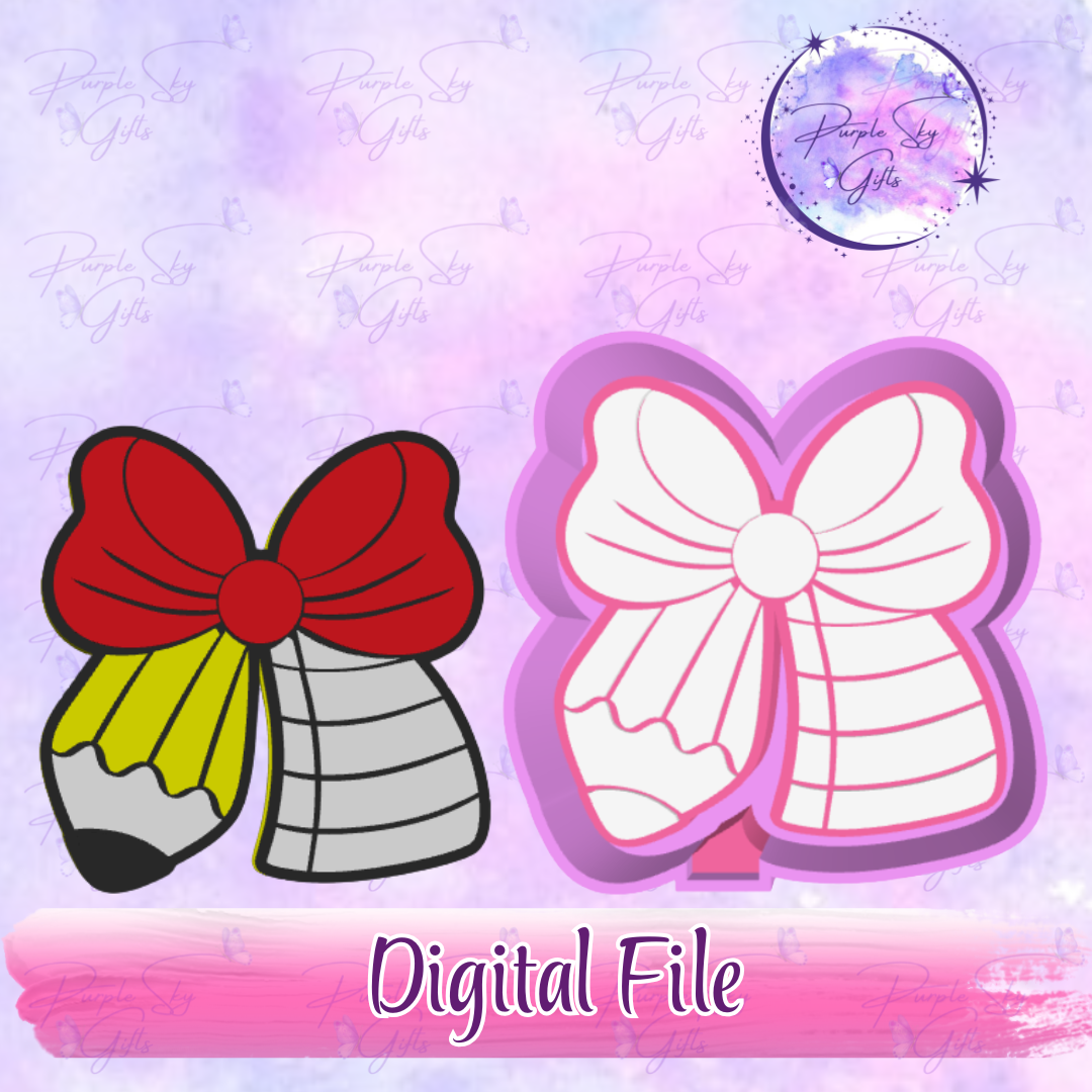 Teacher Round Pencil Bow Freshie Mold Housing STL Digital File