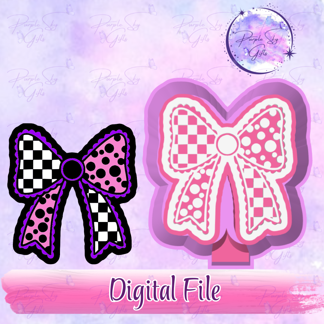 Checker Print and Polka Dot Bow Freshie Mold Housing STL Digital File