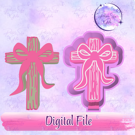 Wooden Cross with Bow Freshie Mold Housing STL Digital File