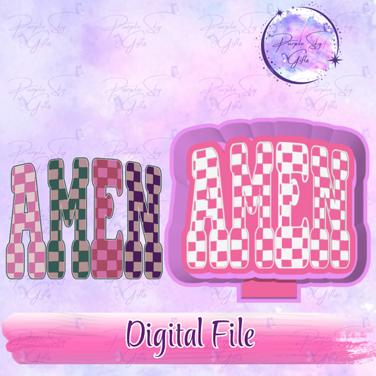 Checkered Print AMEN Freshie Mold Housing STL Digital File