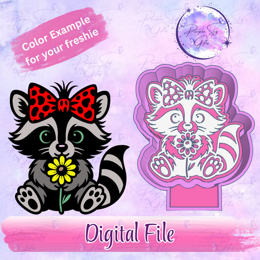 Cute Raccoon with Bow and Flower Housing STL Digital File