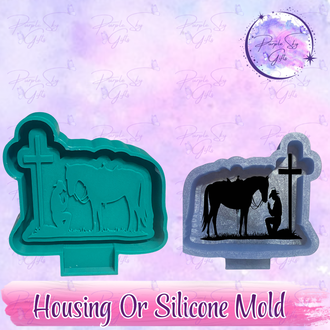 Praying Cowboy with Horse Freshie Mold Housing or Silicone Mold