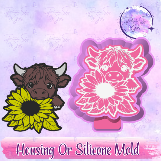 Sunflower Cow Freshie Mold Housing or Silicone Mold