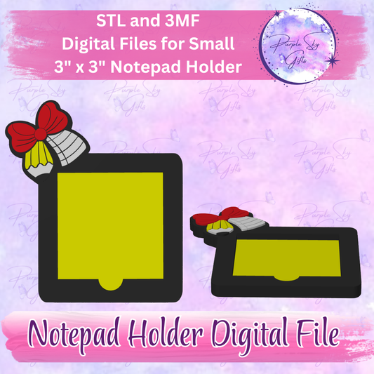 Teacher Round Pencil Bow Notepad Holder Digital STL and 3MF Files - Small Design