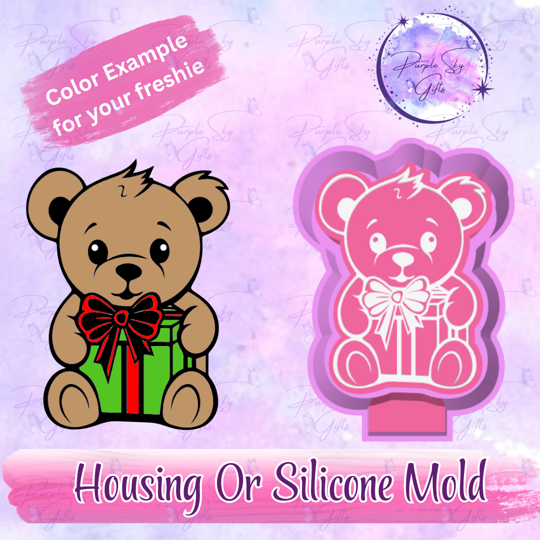 Christmas Teddy Bear Freshie Mold Housing or Silicone Mold