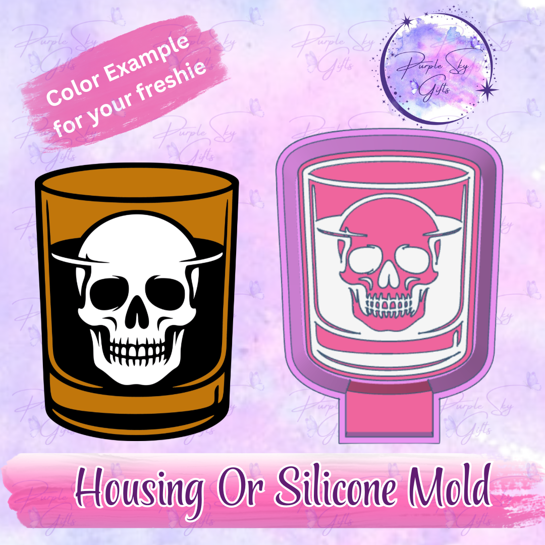 Skull Ice Whiskey Glass Freshie Mold Housing OR Silicone Mold