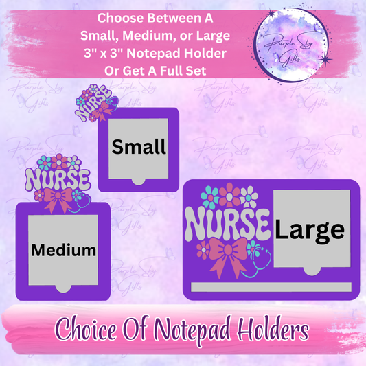 Floral Nurse 3"x3" Sticky/Tear Away Notes Notepad Holders
