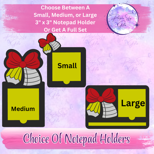 Teacher Round Pencil Bow 3"x3" Sticky/Tear Away Notes Notepad Holders