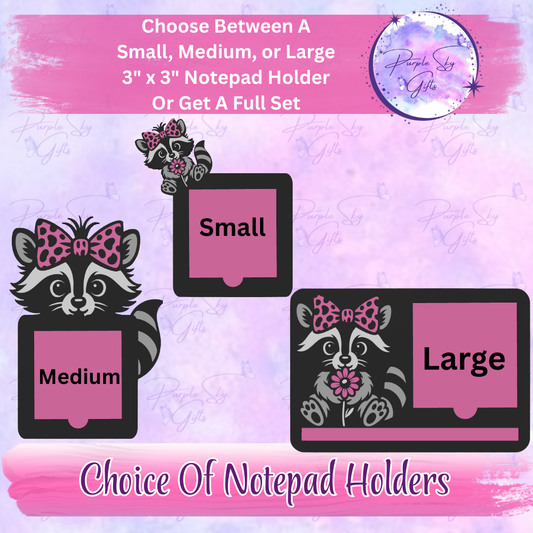 Cute Raccoon 3"x3" Sticky/Tear Away Notes Notepad Holders