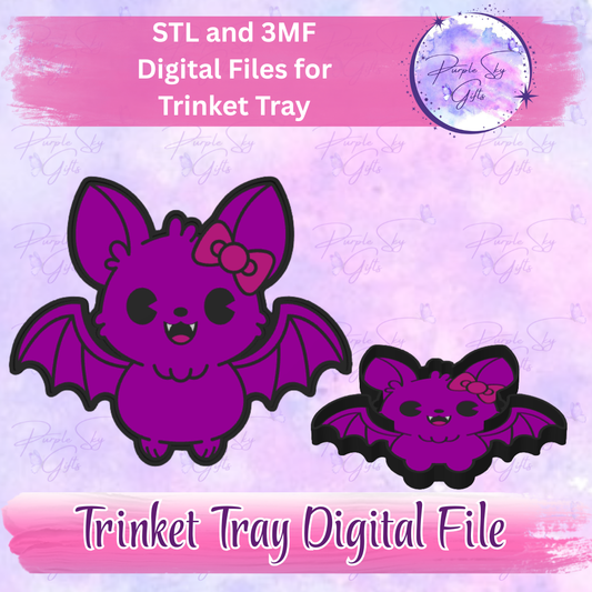 Cute Halloween Bat With Bow Trinket Tray Digital STL and 3MF Files
