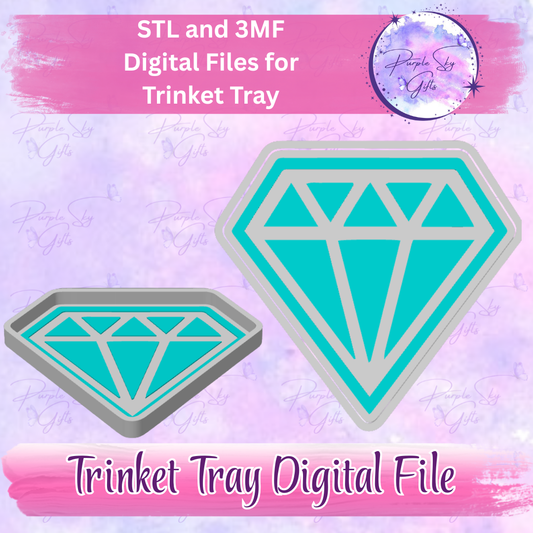 Diamond Trinket Tray Digital STL and 3MF Files