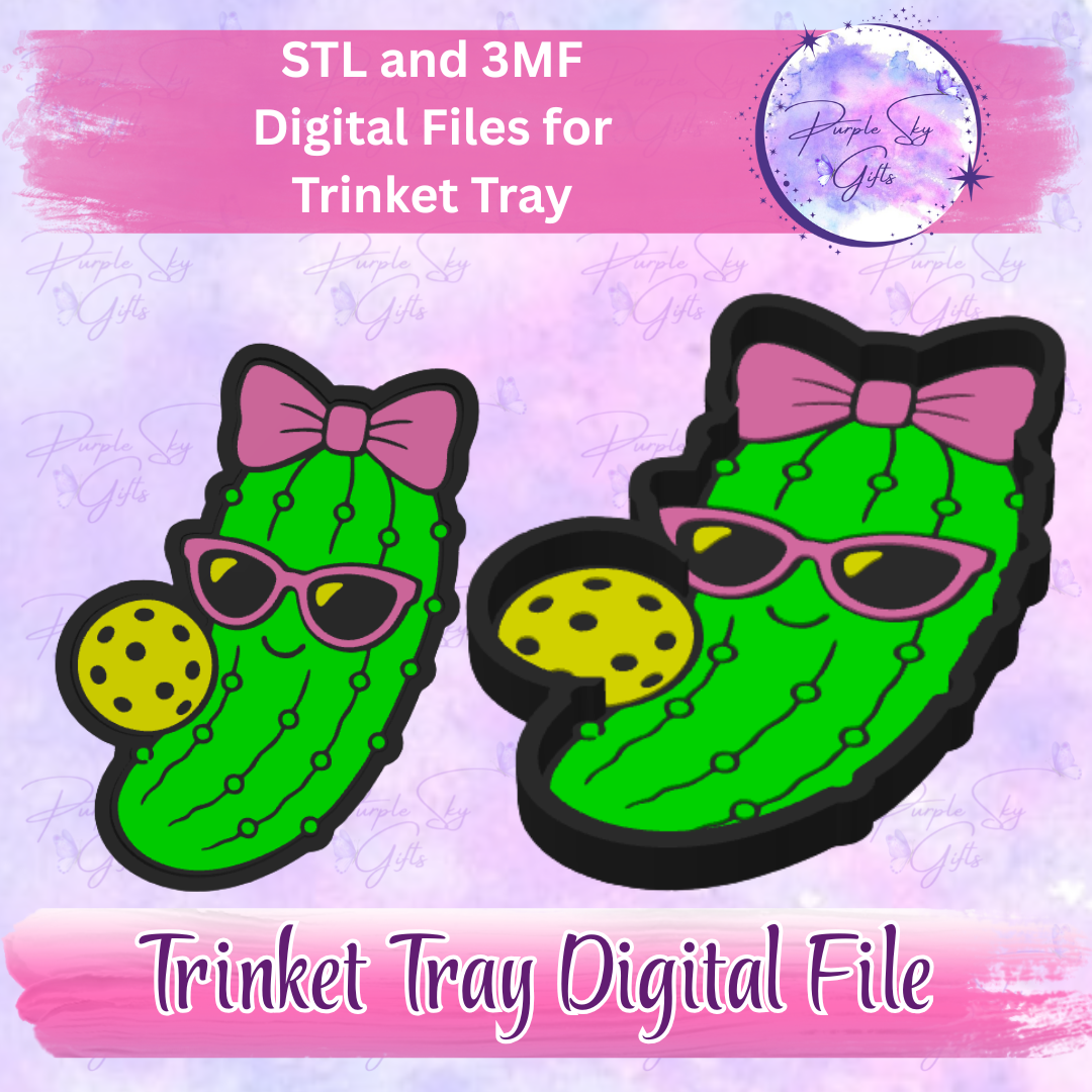 Pickleball Pickle Girl Trinket Tray Digital STL and 3MF Files