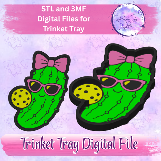 Pickleball Pickle Girl Trinket Tray Digital STL and 3MF Files