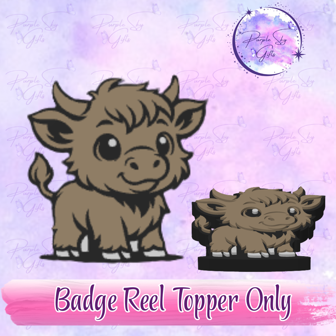 Baby Highland Cow Badge Reel With Topper - Or Topper Only