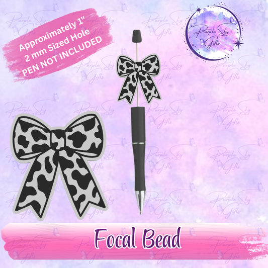 Cow Print Bow Focal Bead
