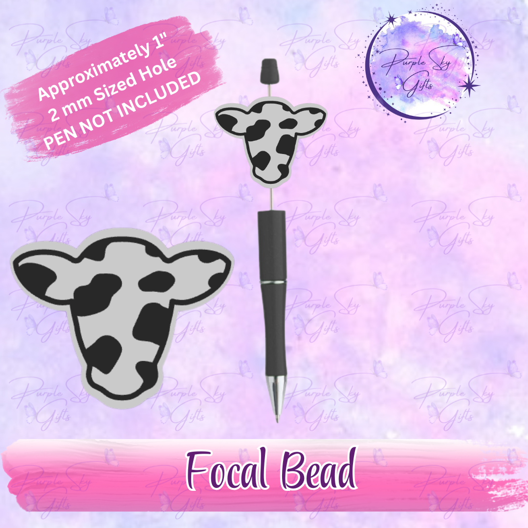 Cow Print Head Focal Bead