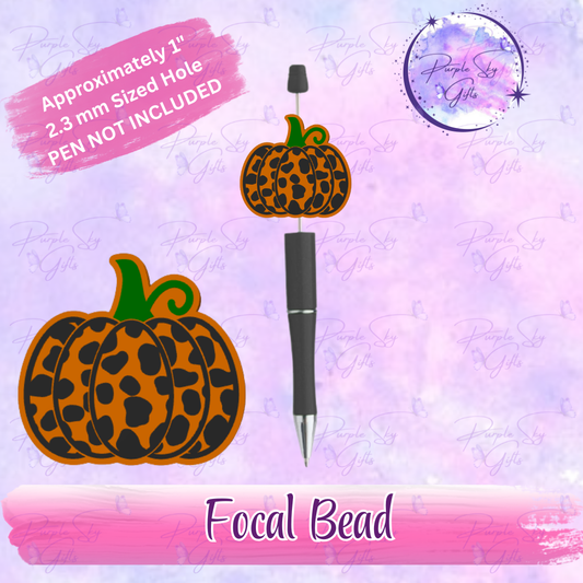 Cow Print Pumpkin Focal Bead