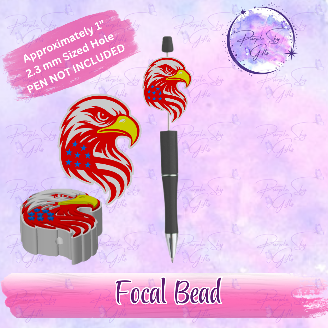 American Flag Eagle Head Focal Bead