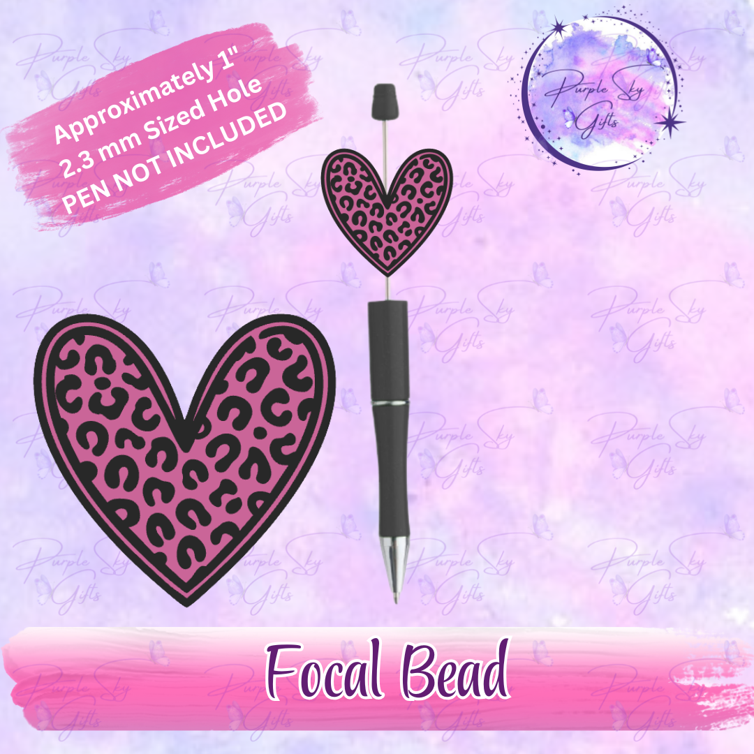 Leopard Print Heart Focal Bead
